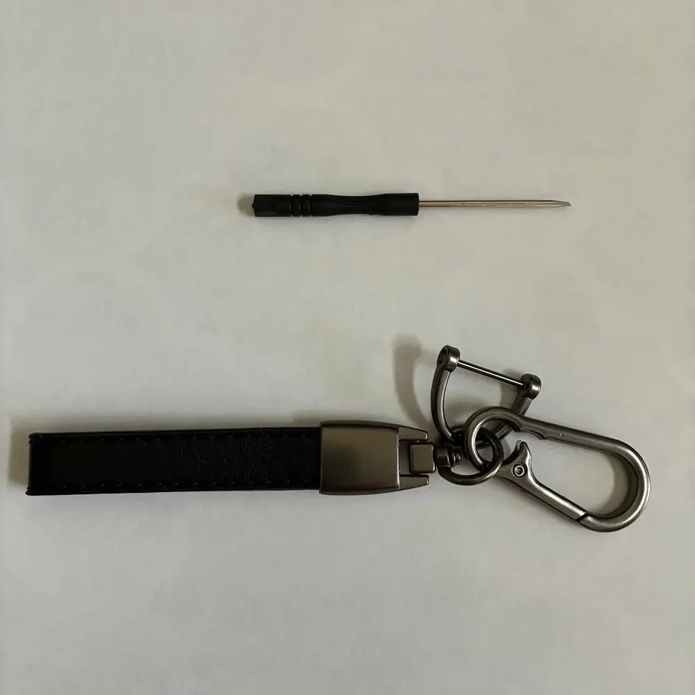 Mercedes Benz Genuine Leather Black Chrome Car Keychain Brand New